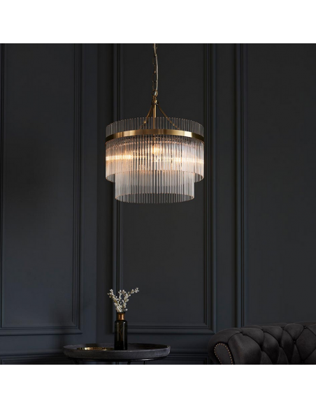 lysekrone glas stuelampe spisebord messing