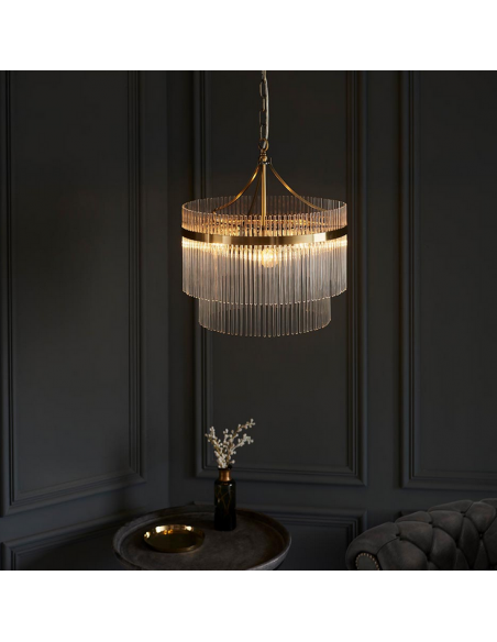 lysekrone glas stuelampe spisebord messing