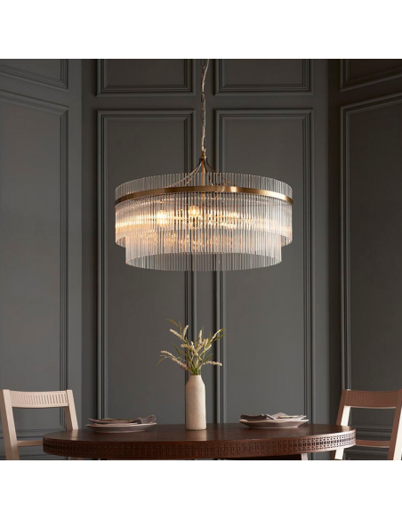 lysekrone glas stuelampe spisebord messing