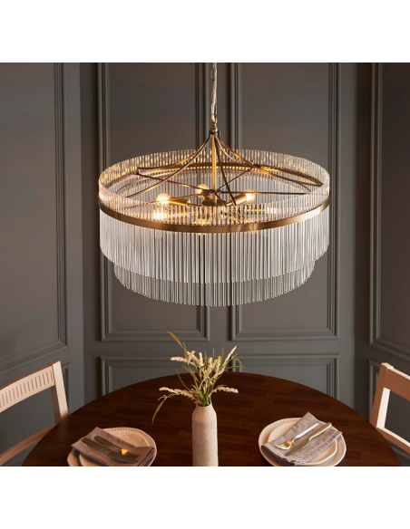 lysekrone glas stuelampe spisebord messing