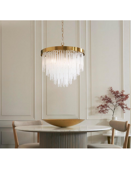 lysekrone glas stuelampe spisebord messing