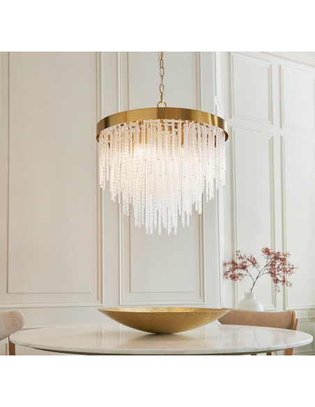 lysekrone glas stuelampe spisebord messing