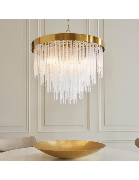 lysekrone glas stuelampe spisebord messing