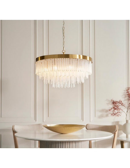 lysekrone glas stuelampe spisebord messing