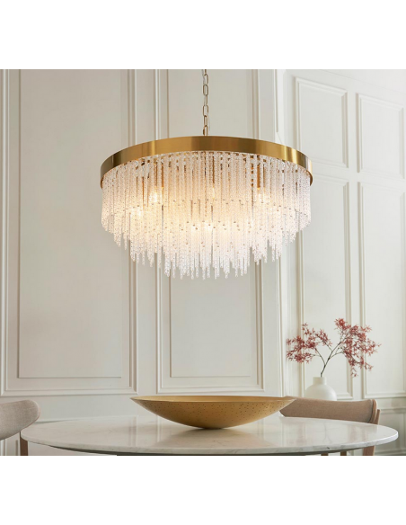 lysekrone glas stuelampe spisebord messing