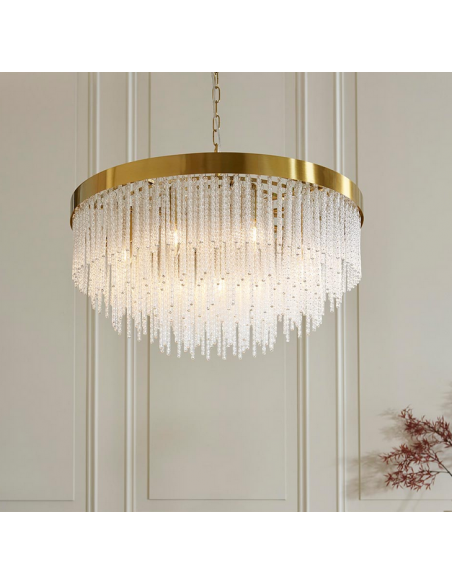 lysekrone glas stuelampe spisebord messing