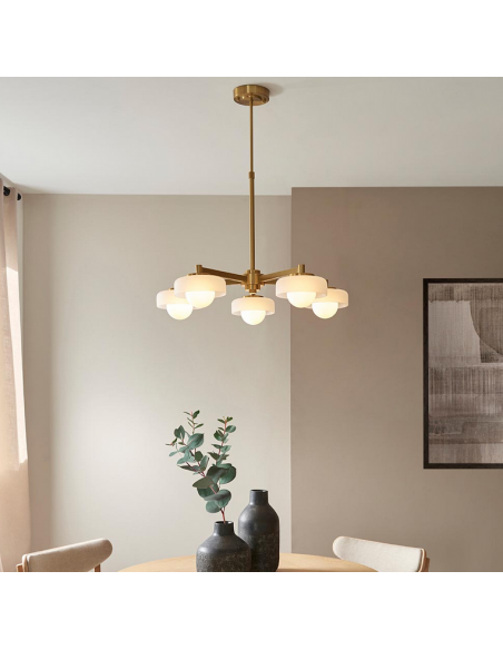 lysekrone glas stuelampe spisebord messing