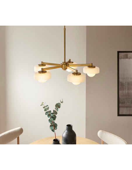 lysekrone glas stuelampe spisebord messing