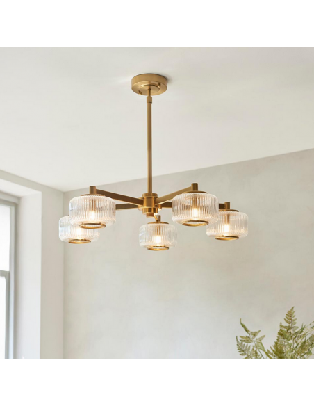 lysekrone glas stuelampe spisebord messing