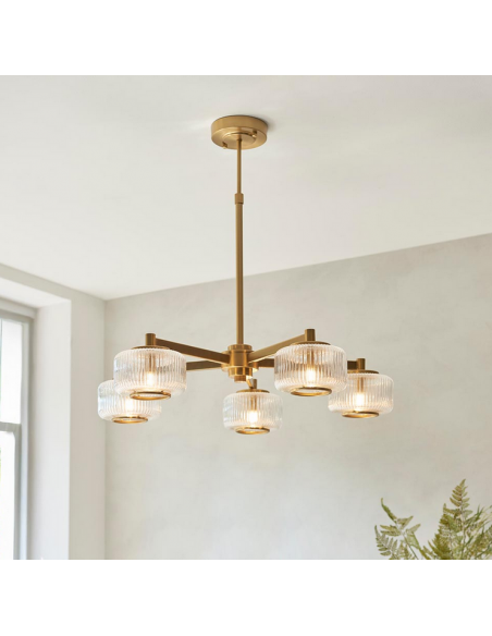 lysekrone glas stuelampe spisebord messing