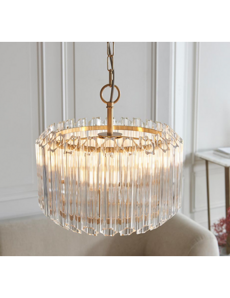 lysekrone glas stuelampe spisebord messing