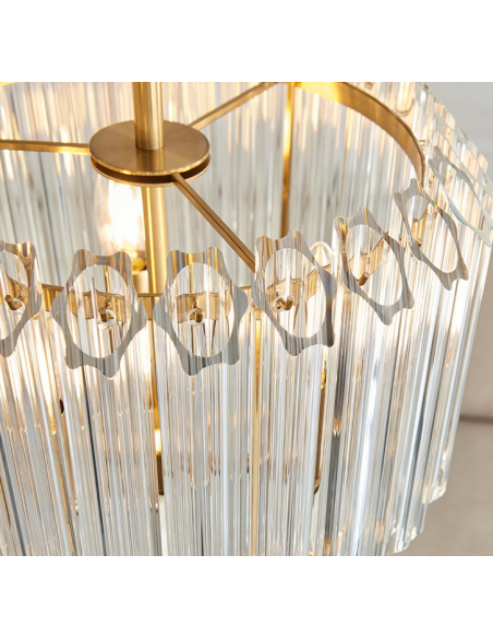 lysekrone glas stuelampe spisebord messing