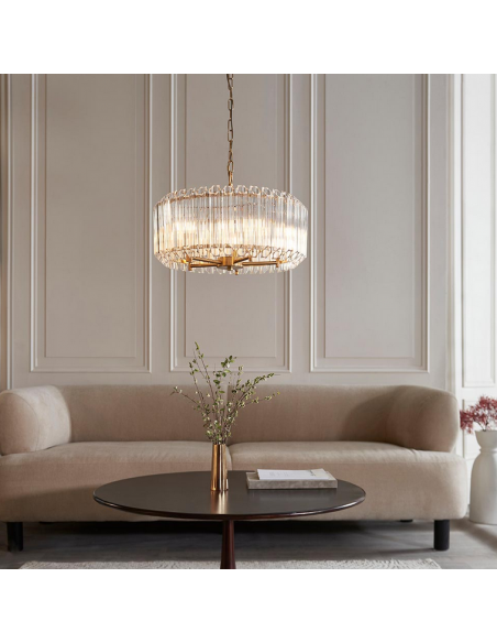 lysekrone glas stuelampe spisebord messing