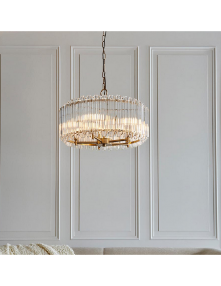 lysekrone glas stuelampe spisebord messing