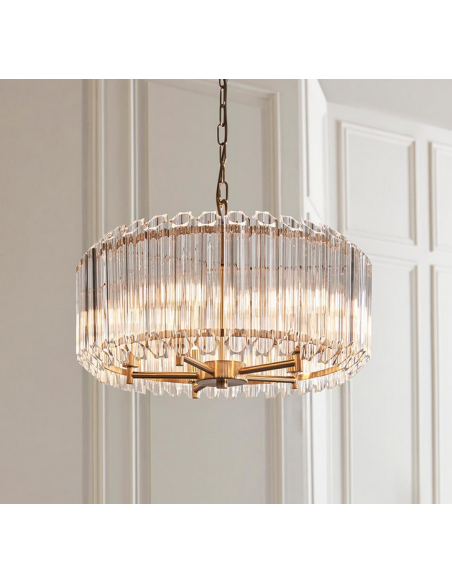 lysekrone glas stuelampe spisebord messing