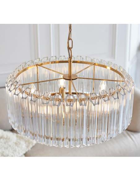 lysekrone glas stuelampe spisebord messing