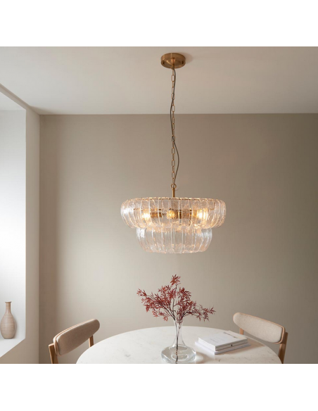 lysekrone glas stuelampe spisebord messing