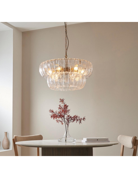 lysekrone glas stuelampe spisebord messing