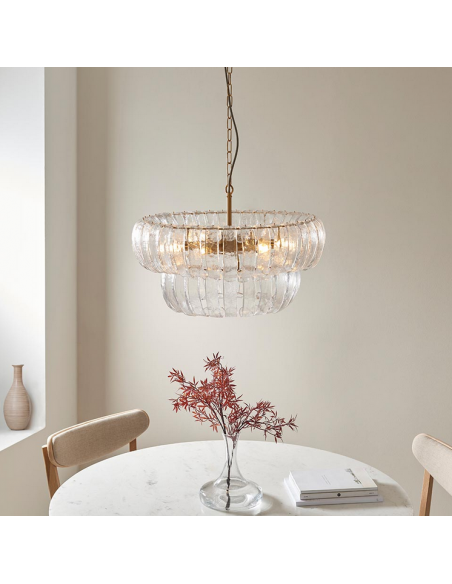 lysekrone glas stuelampe spisebord messing