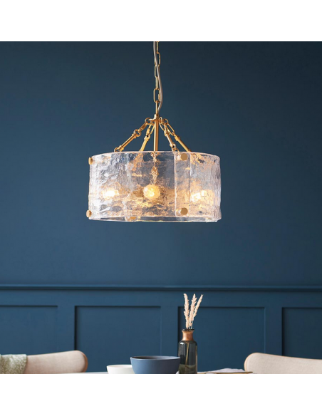 lysekrone glas stuelampe spisebord messing