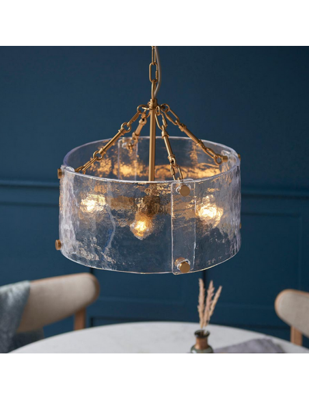 lysekrone glas stuelampe spisebord messing