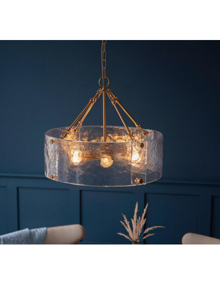 lysekrone glas stuelampe spisebord messing