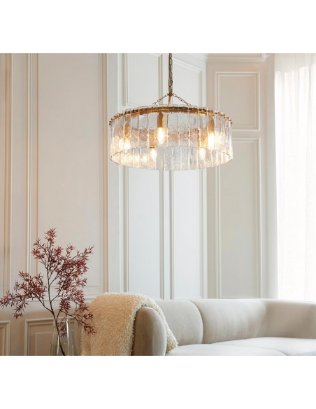 lysekrone glas stuelampe spisebord messing