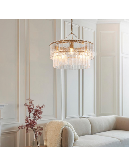 lysekrone glas stuelampe spisebord messing