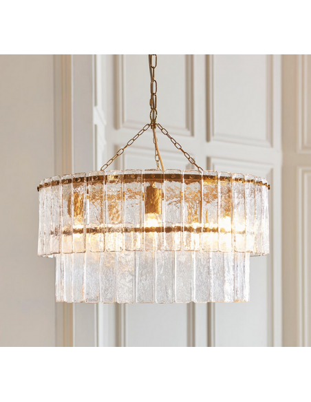 lysekrone glas stuelampe spisebord messing