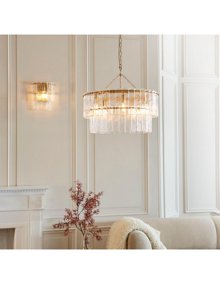 lysekrone glas stuelampe spisebord messing