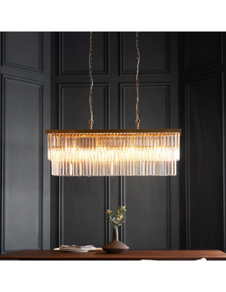 lysekrone glas stuelampe spisebord messing