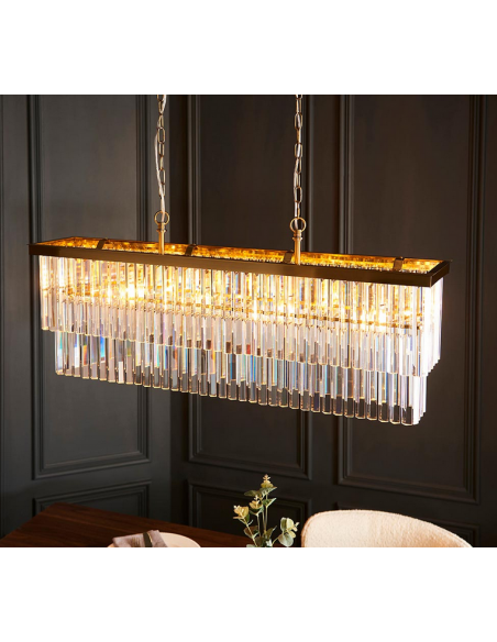 lysekrone glas stuelampe spisebord messing