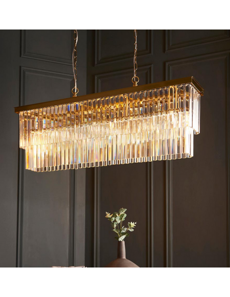 lysekrone glas stuelampe spisebord messing