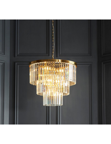 lysekrone glas stuelampe spisebord messing