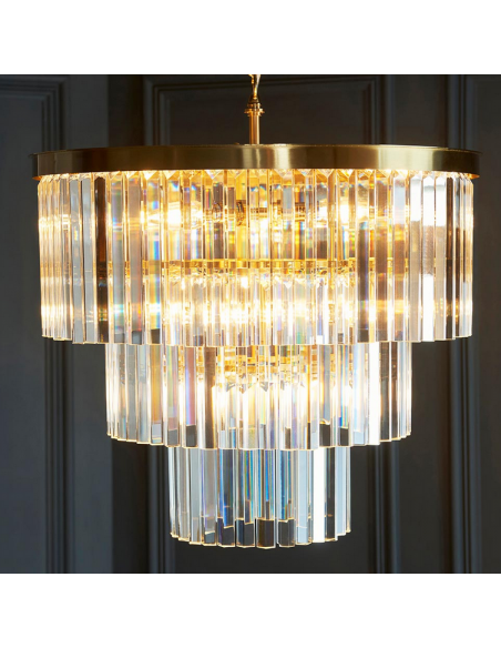 lysekrone glas stuelampe spisebord messing