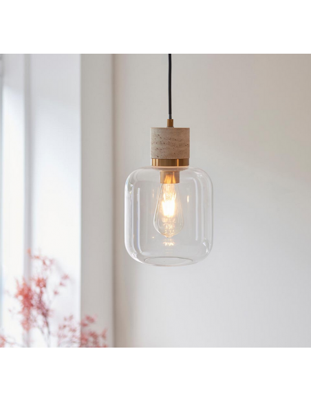 loftlampe pendellampe lampe pendel glas marmor sten stuelampe spisebord messing