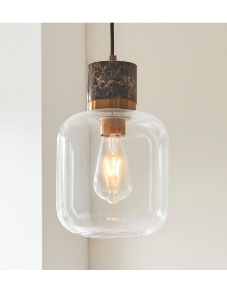 loftlampe pendellampe lampe pendel glas marmor sten stuelampe spisebord messing