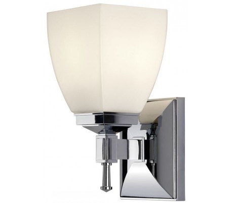 Shirebrook Badeværelseslampe i stål og glas H23 cm 1 x G9 LED - Poleret krom/Hvid