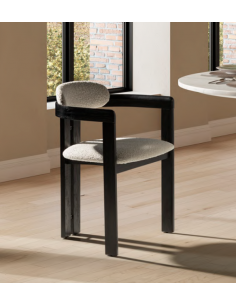 spisebordsstol armlæn stof moderne design sort træ 2