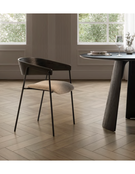 spisebordsstol armlæn stof moderne design sort træ
