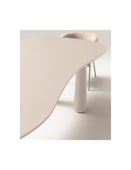 organisk spisebord beige træ moderne design restaurant cafe indretning