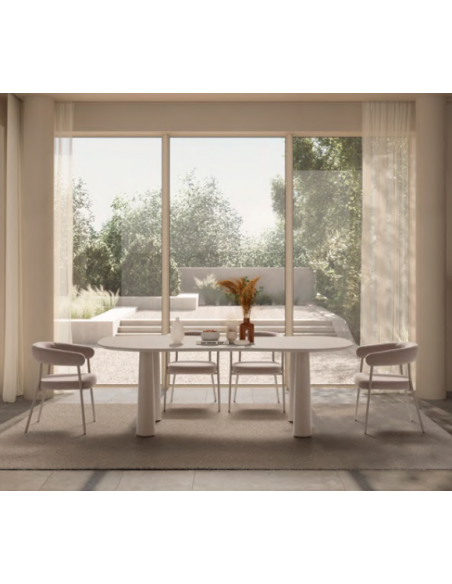 organisk spisebord beige træ moderne design restaurant cafe indretning