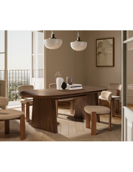 Ovalt spisebord eg egetræ træ moderne design restaurant cafe indretning