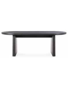 Ovalt spisebord eg egetræ træ moderne design restaurant cafe indretning sort 2