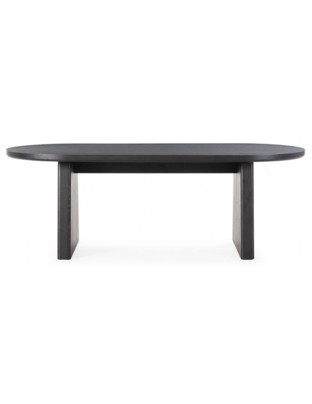 Ovalt spisebord eg egetræ træ moderne design restaurant cafe indretning sort