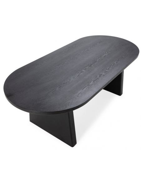 Ovalt spisebord eg egetræ træ moderne design restaurant cafe indretning sort