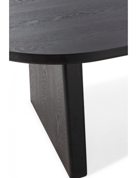 Ovalt spisebord eg egetræ træ moderne design restaurant cafe indretning sort