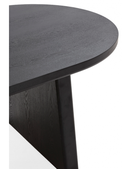 Ovalt spisebord eg egetræ træ moderne design restaurant cafe indretning sort