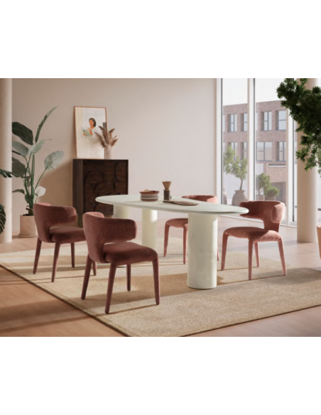 organisk spisebord beige træ moderne design restaurant cafe indretning