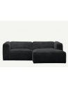 MOVED Højrevendt chaiselongsofa i fløjl B232 x D163 cm - Gråsort